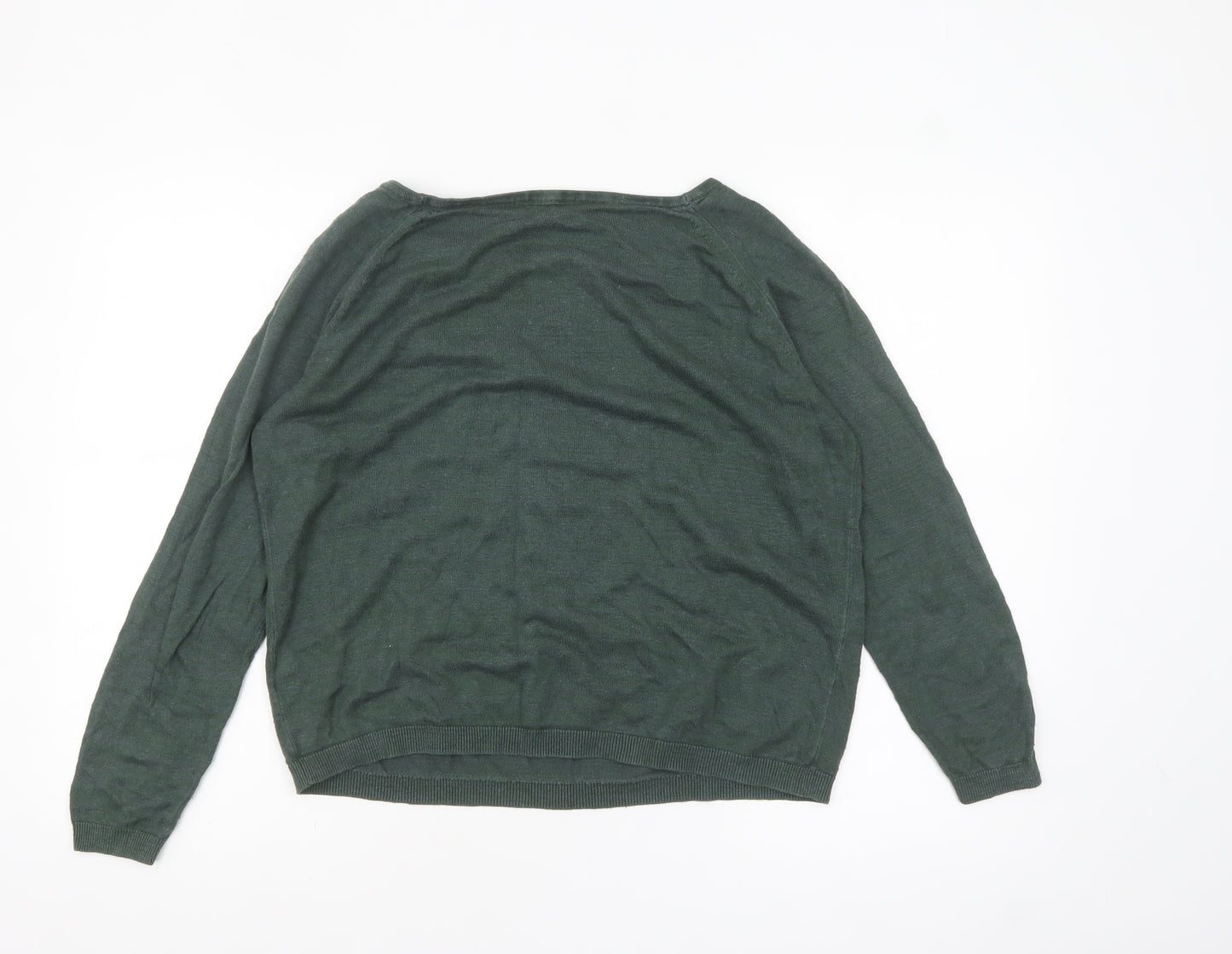 Boden Women’s Green Linen Cotton Blend Boat Neck Jumper UK 10