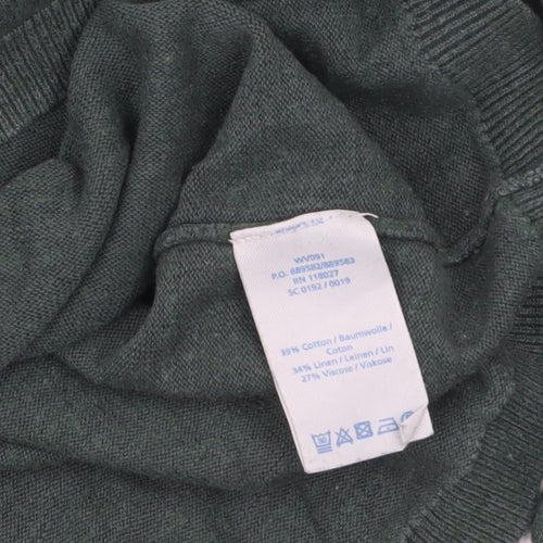 Boden Women’s Green Linen Cotton Blend Boat Neck Jumper UK 10