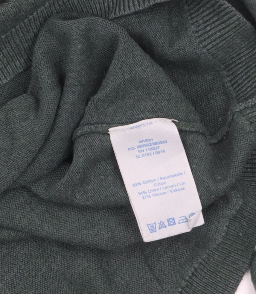Boden Women’s Green Linen Cotton Blend Boat Neck Jumper UK 10