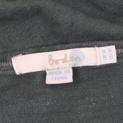 Boden Women’s Green Linen Cotton Blend Boat Neck Jumper UK 10