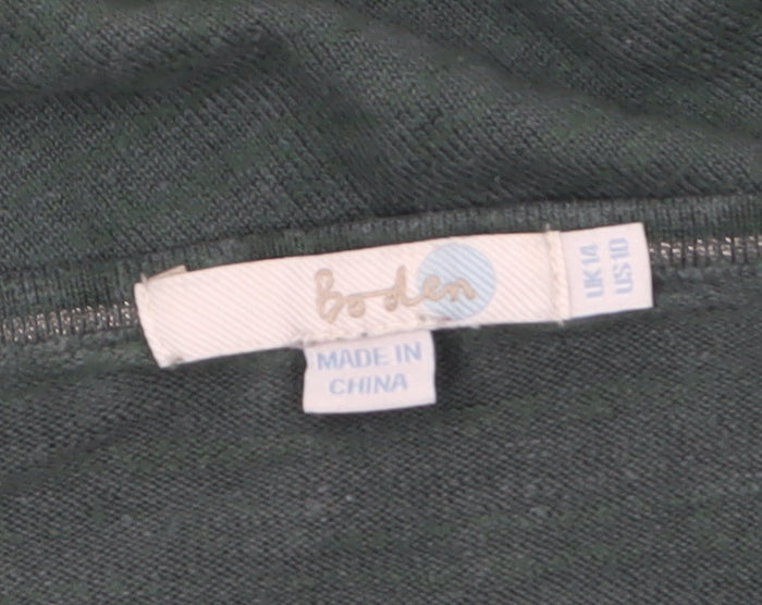 Boden Women’s Green Linen Cotton Blend Boat Neck Jumper UK 10