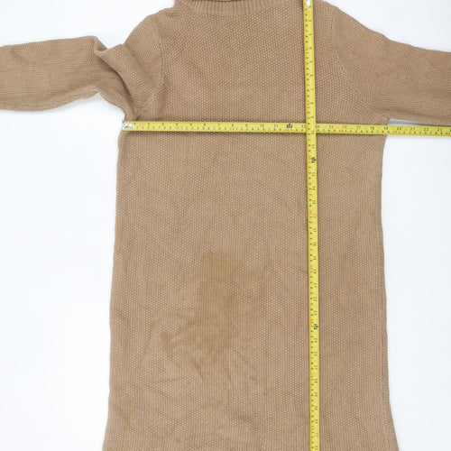 Boden Women’s Beige Knit Jumper Dress UK 10 Roll Neck Long Sleeve