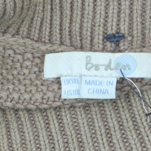 Boden Women’s Beige Knit Jumper Dress UK 10 Roll Neck Long Sleeve