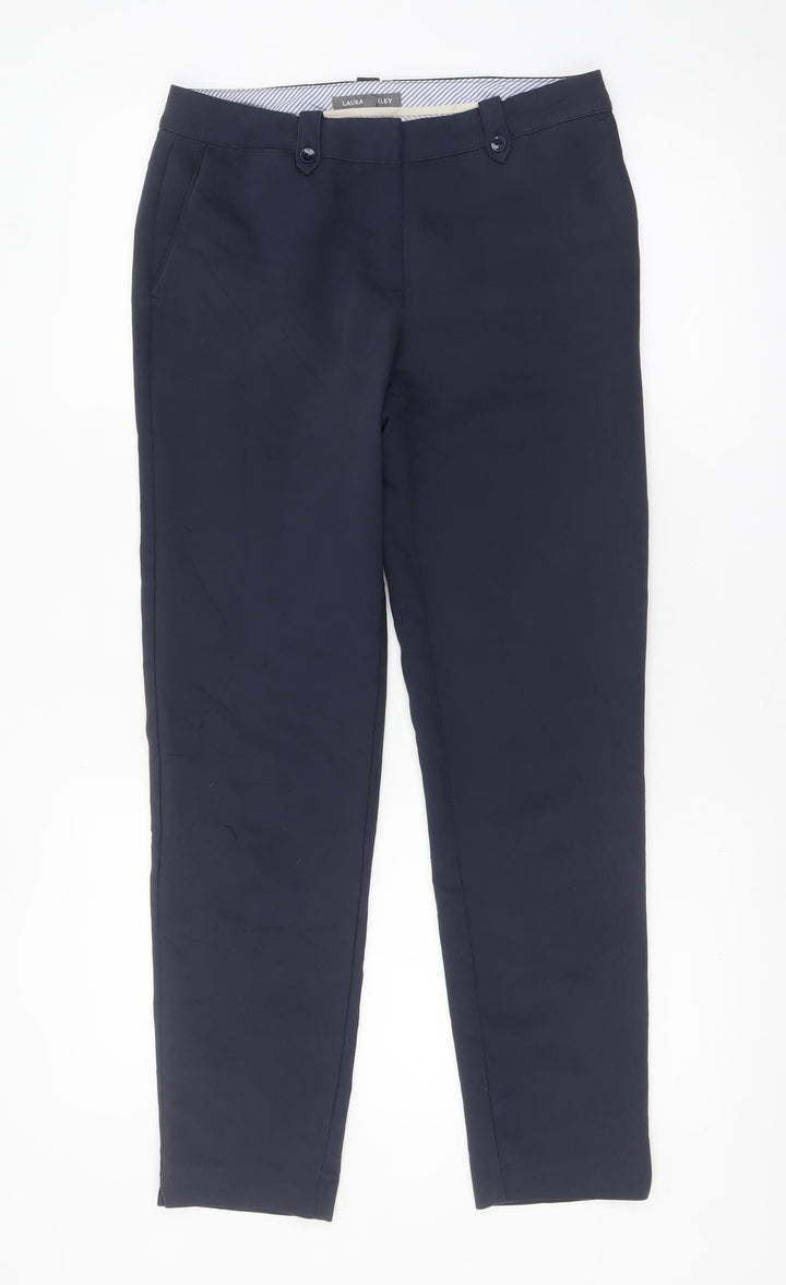Laura Ashley Women's Blue Chino Trousers Size 8 Slim Fit