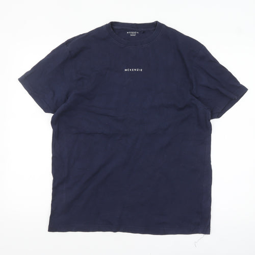 McKenzie Women's Blue Basic Crew Neck Cotton T-Shirt Size 12