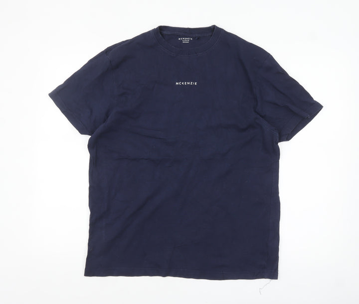 McKenzie Women's Blue Basic Crew Neck Cotton T-Shirt Size 12