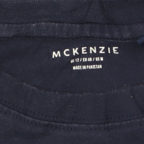 McKenzie Women's Blue Basic Crew Neck Cotton T-Shirt Size 12