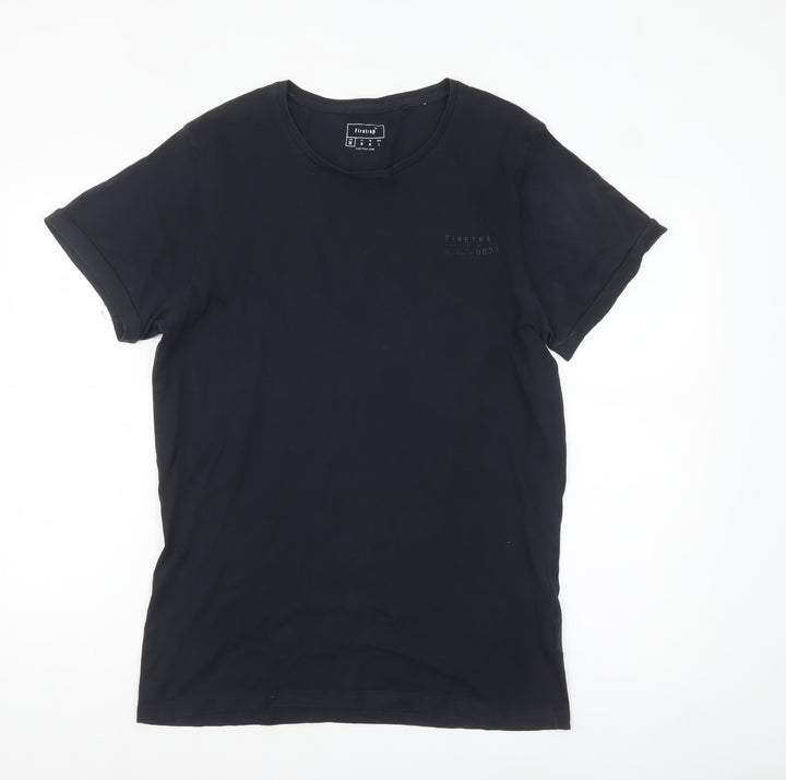 Firetrap Men's Black Cotton Short Sleeve Crew Neck T-Shirt M