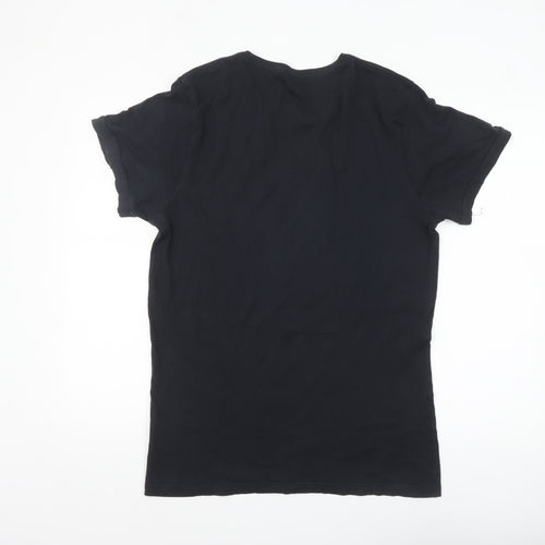 Firetrap Men's Black Cotton Short Sleeve Crew Neck T-Shirt M