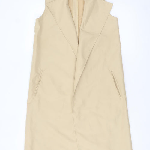 Episode Women Beige Long Waistcoat Sleeveless UK 4 Polyester