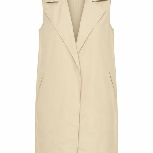 Episode Women Beige Long Waistcoat Sleeveless UK 4 Polyester