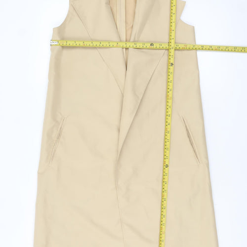 Episode Women Beige Long Waistcoat Sleeveless UK 4 Polyester