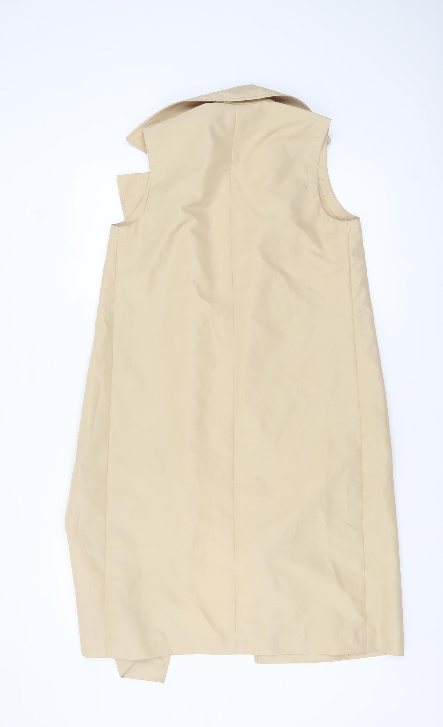 Episode Women Beige Long Waistcoat Sleeveless UK 4 Polyester