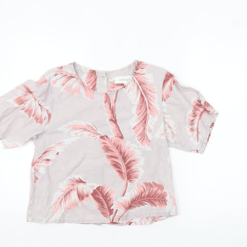 Thought Womens Pink Floral Hemp Short Sleeve Tunic Blouse XS