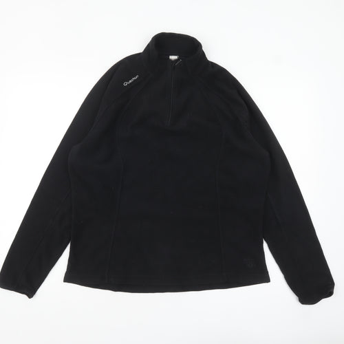 Quechua Women Black Fleece Pullover Sweatshirt XL Warm Outdoor Hiking Top