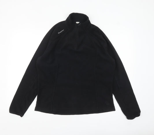 Quechua Women Black Fleece Pullover Sweatshirt XL Warm Outdoor Hiking Top