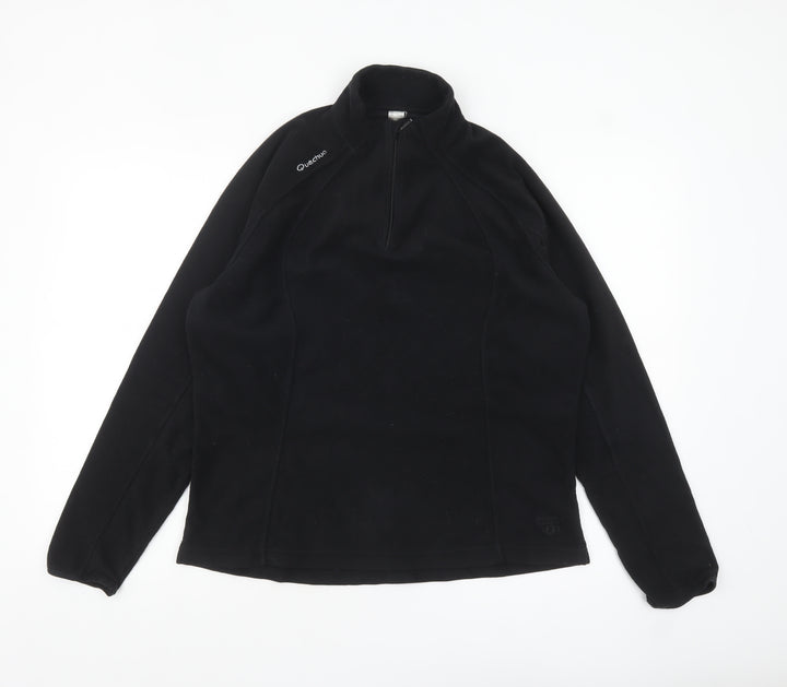 Quechua Women Black Fleece Pullover Sweatshirt XL Warm Outdoor Hiking Top