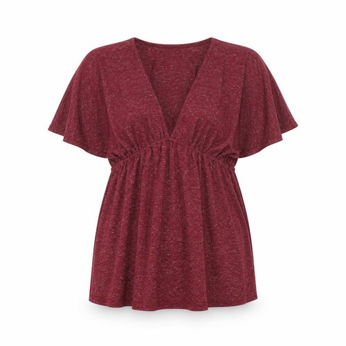 Blooming Marvellous Women's Red Tunic Blouse Size 16 V-Neck Relaxed Fit