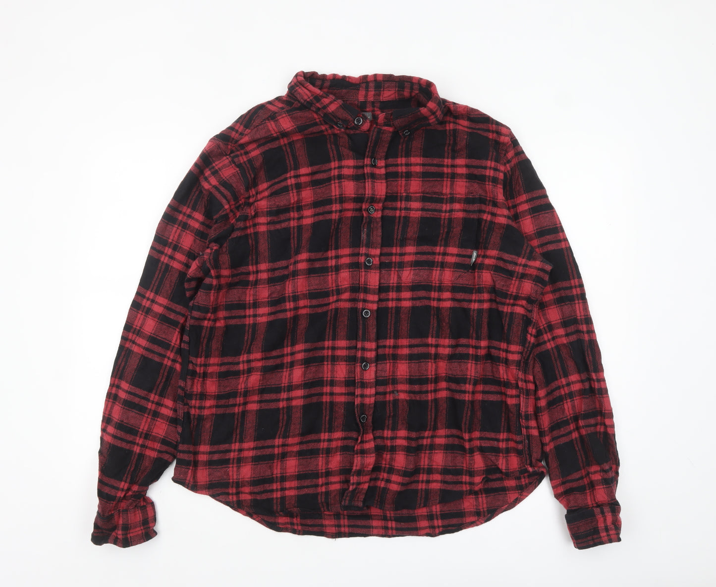 Eddie Bauer Men's Red Black Plaid Flannel Button-Up Shirt XL