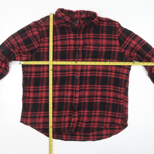 Eddie Bauer Men's Red Black Plaid Flannel Button-Up Shirt XL