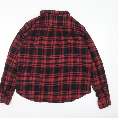 Eddie Bauer Men's Red Black Plaid Flannel Button-Up Shirt XL