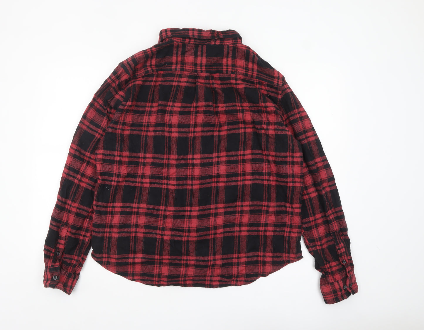 Eddie Bauer Men's Red Black Plaid Flannel Button-Up Shirt XL