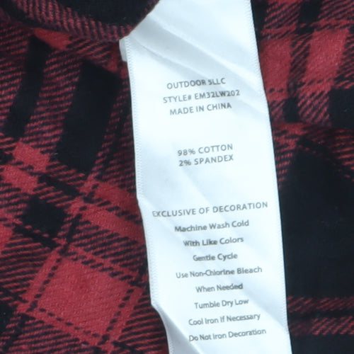 Eddie Bauer Men's Red Black Plaid Flannel Button-Up Shirt XL