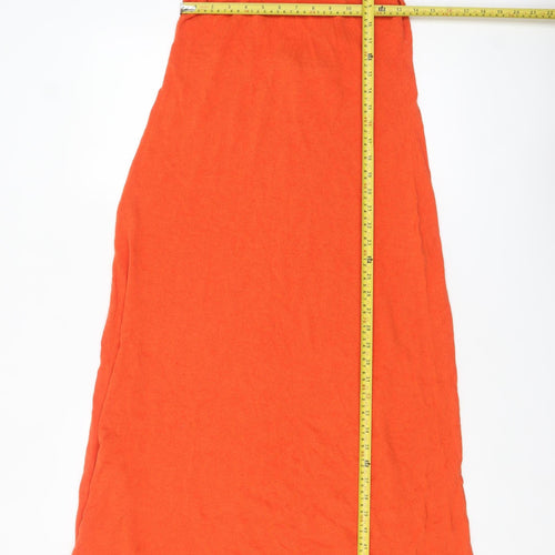 Zara Women Orange Cotton Viscose Midi Slip Dress Size 12