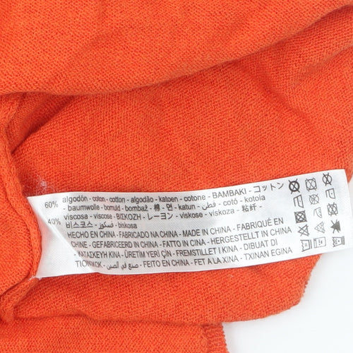 Zara Women Orange Cotton Viscose Midi Slip Dress Size 12
