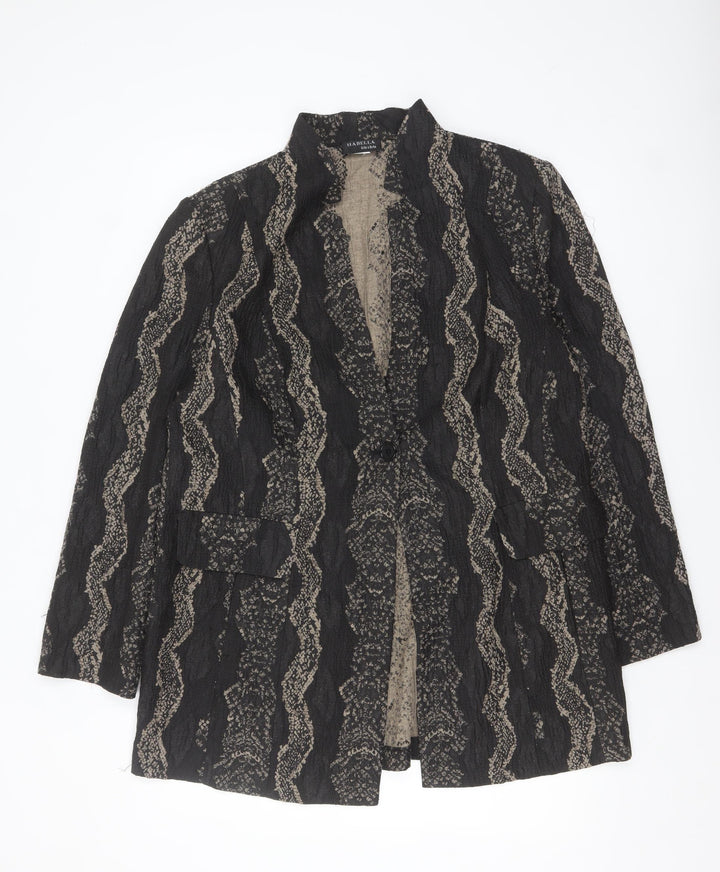 Habella Women's Black Patterned Blazer Size 14 Classic Jacket