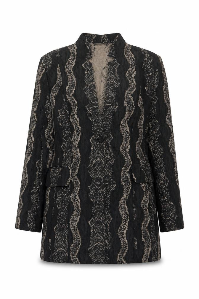 Habella Women's Black Patterned Blazer Size 14 Classic Jacket