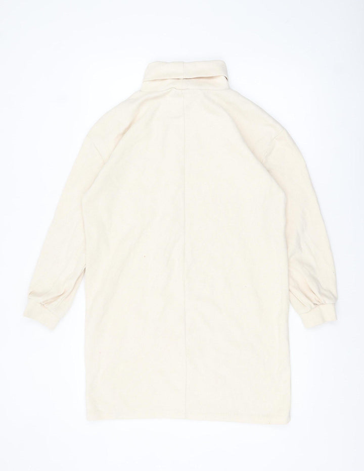Max Women’s Beige Roll Neck Long Sleeve Cotton Top M