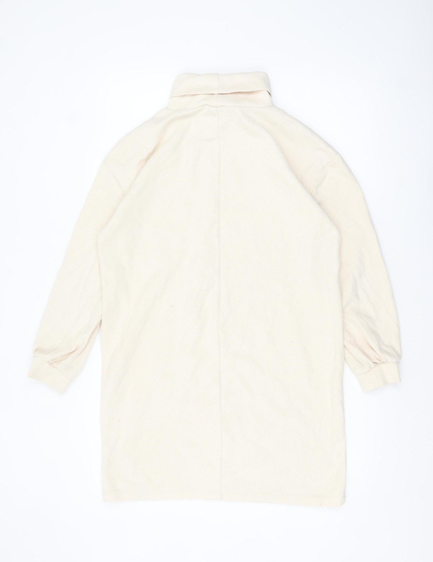 Max Women’s Beige Roll Neck Long Sleeve Cotton Top M