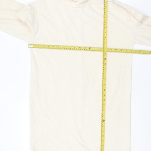 Max Women’s Beige Roll Neck Long Sleeve Cotton Top M