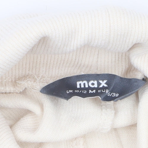 Max Women’s Beige Roll Neck Long Sleeve Cotton Top M