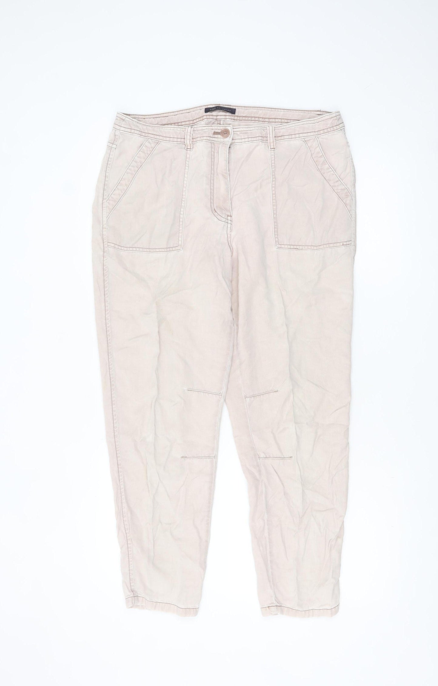 Marks and Spencer Womens Beige Cargo Trousers Size 14 Regular