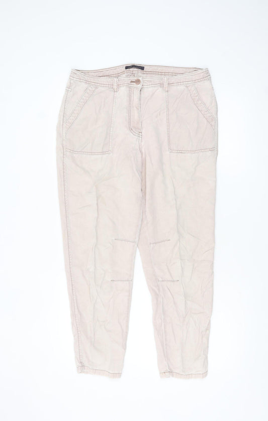 Marks and Spencer Womens Beige Cargo Trousers Size 14 Regular