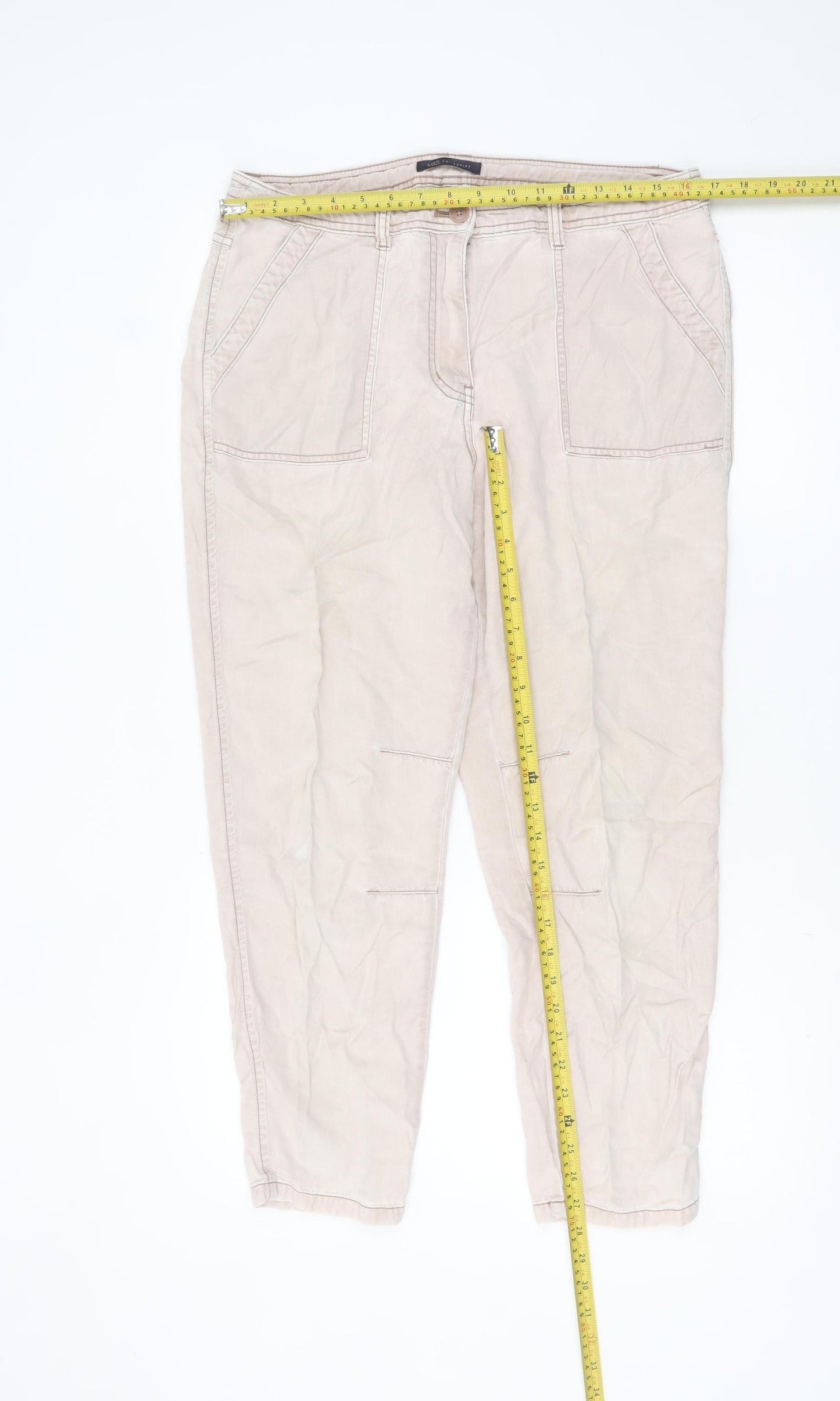 Marks and Spencer Womens Beige Cargo Trousers Size 14 Regular