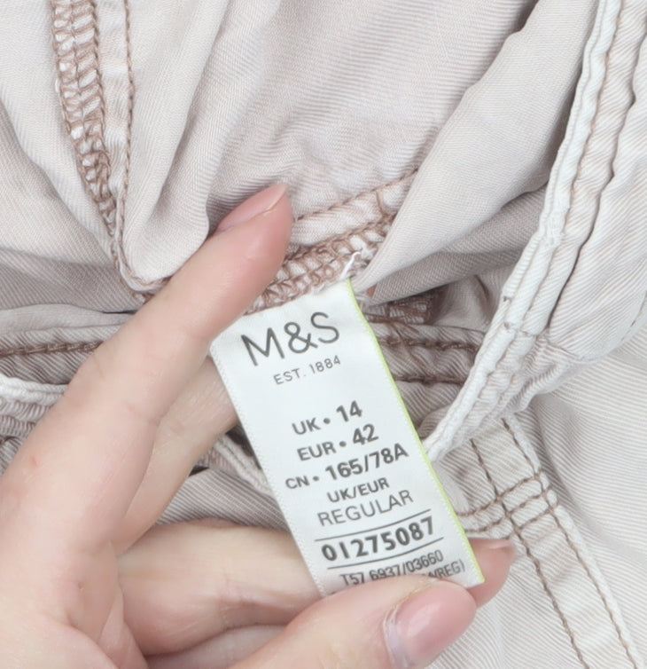 Marks and Spencer Womens Beige Cargo Trousers Size 14 Regular