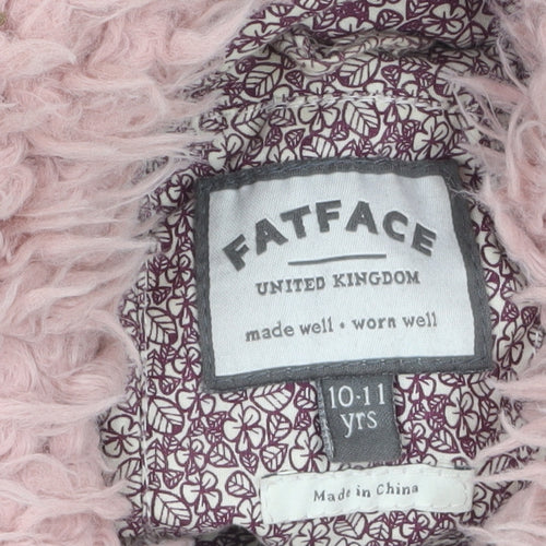 FatFace Girls Pink Faux Fur Hooded Lined Jacket 10-11 Years