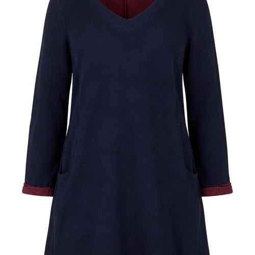 White Stuff Women Blue Cotton Shift Dress Size 12 V-Neck Workwear