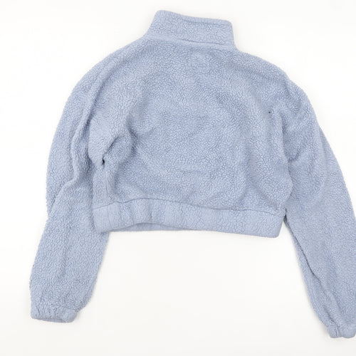 Disney Stitch Blue Fleece 1/4 Zip Pullover Sweatshirt Women S