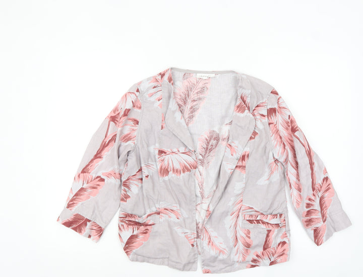 Thought Women’s Pink Floral Linen Blazer Jacket Size S Lightweight