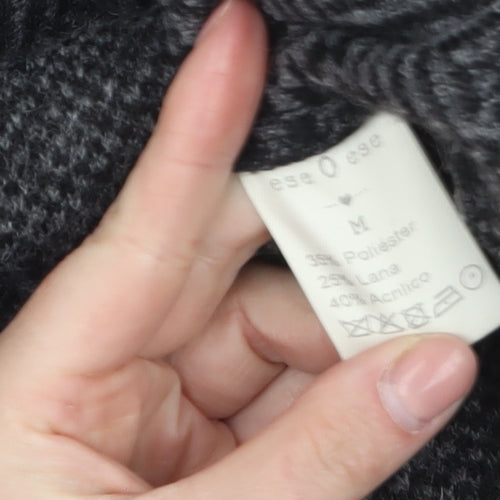 Ese O Ese Women Grey Wool Blend Open Cardigan Size M Long Sleeve Herringbone