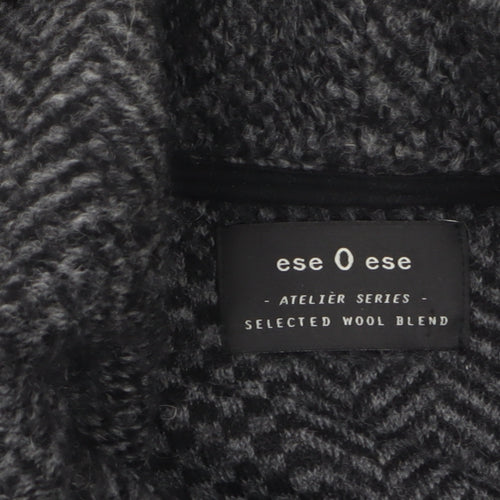 Ese O Ese Women Grey Wool Blend Open Cardigan Size M Long Sleeve Herringbone