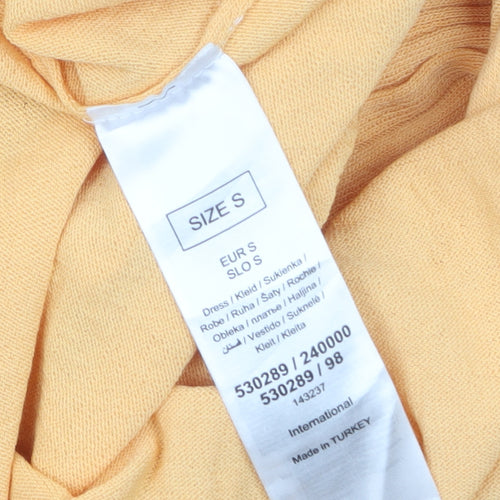 Orsay Women’s Yellow Knit Flared Jumpsuit Size S Regular V-Neck
