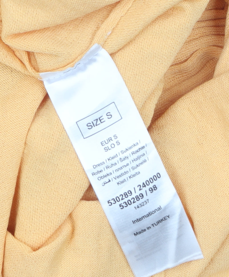 Orsay Women’s Yellow Knit Flared Jumpsuit Size S Regular V-Neck