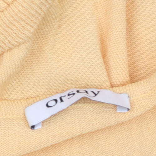 Orsay Women’s Yellow Knit Flared Jumpsuit Size S Regular V-Neck