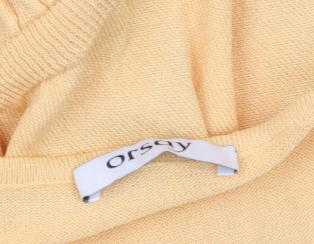 Orsay Women’s Yellow Knit Flared Jumpsuit Size S Regular V-Neck