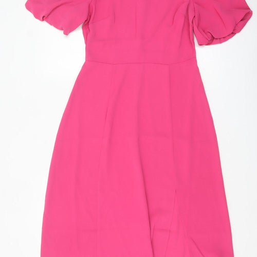 Warehouse Women’s Pink Fit & Flare Midi Dress Size 10